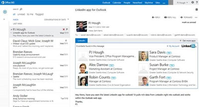 OWA in Exchange 2013 Screenshot of the LinkedIn App